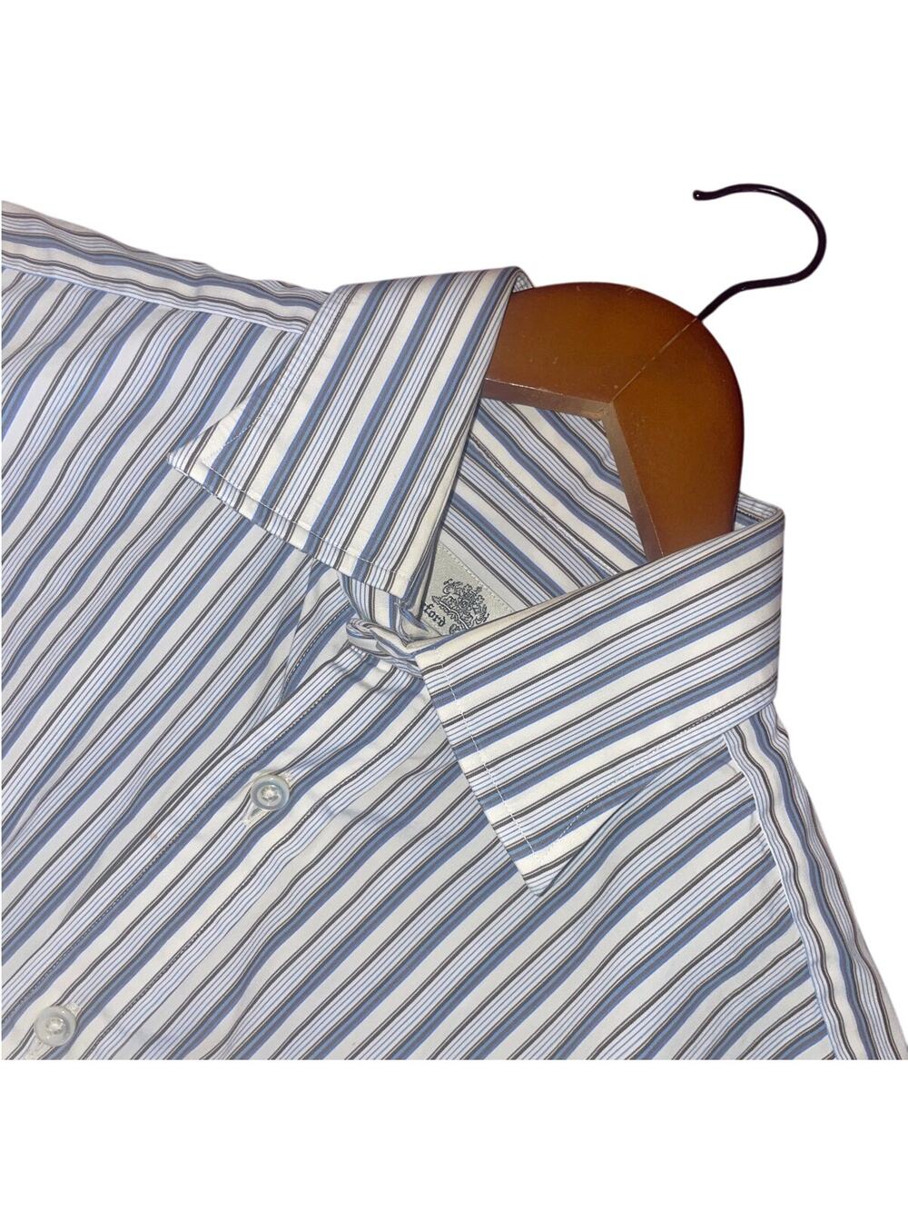 OXXFORD Men's Stripe Dress Shirt Blue White Size Medium M Button Down